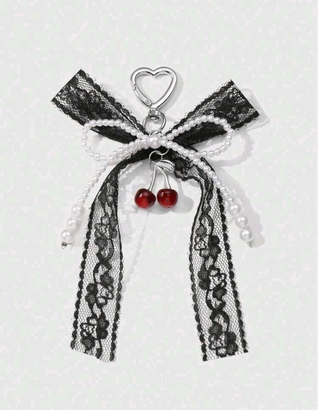 Cherry punk black lace key ring