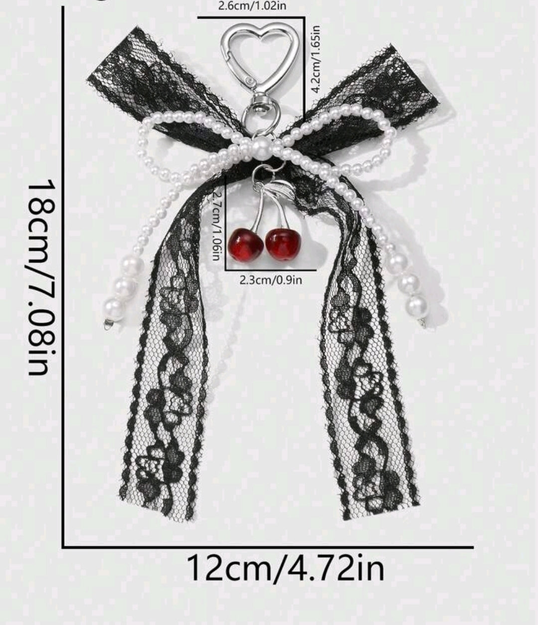 Cherry punk black lace key ring