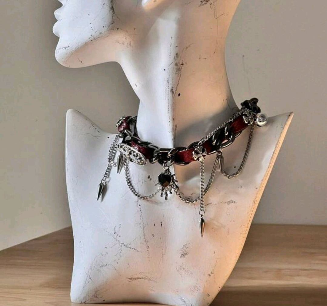 Punk Chain with Burgundy Necklace