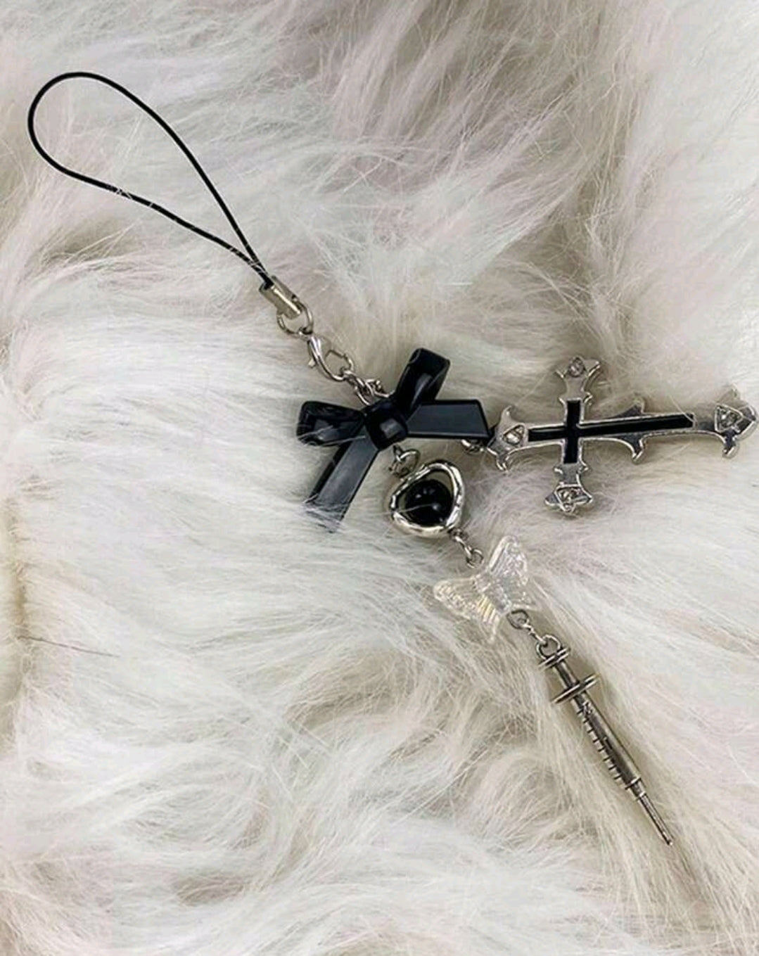 Cross and butterfly key ring