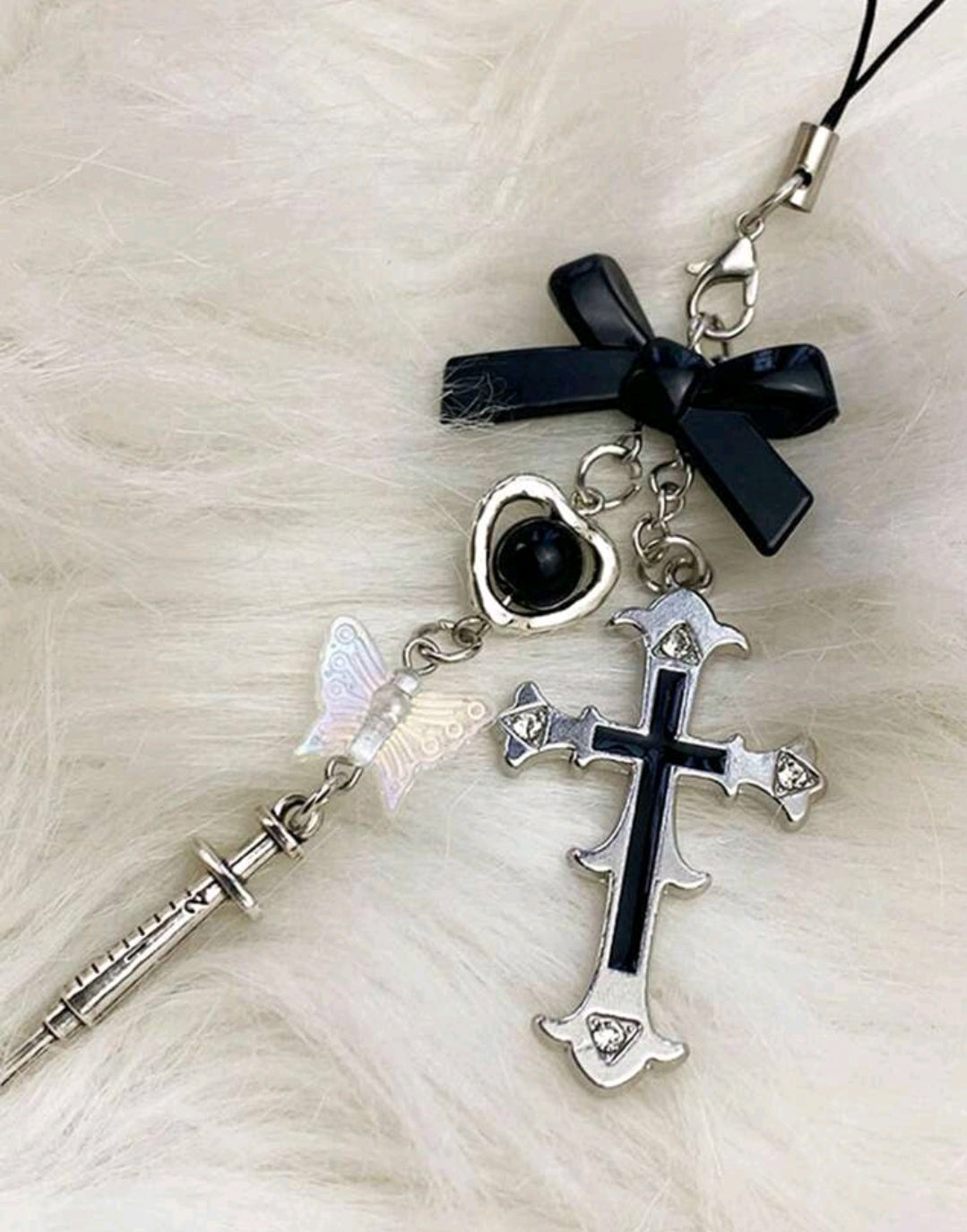 Cross and butterfly key ring