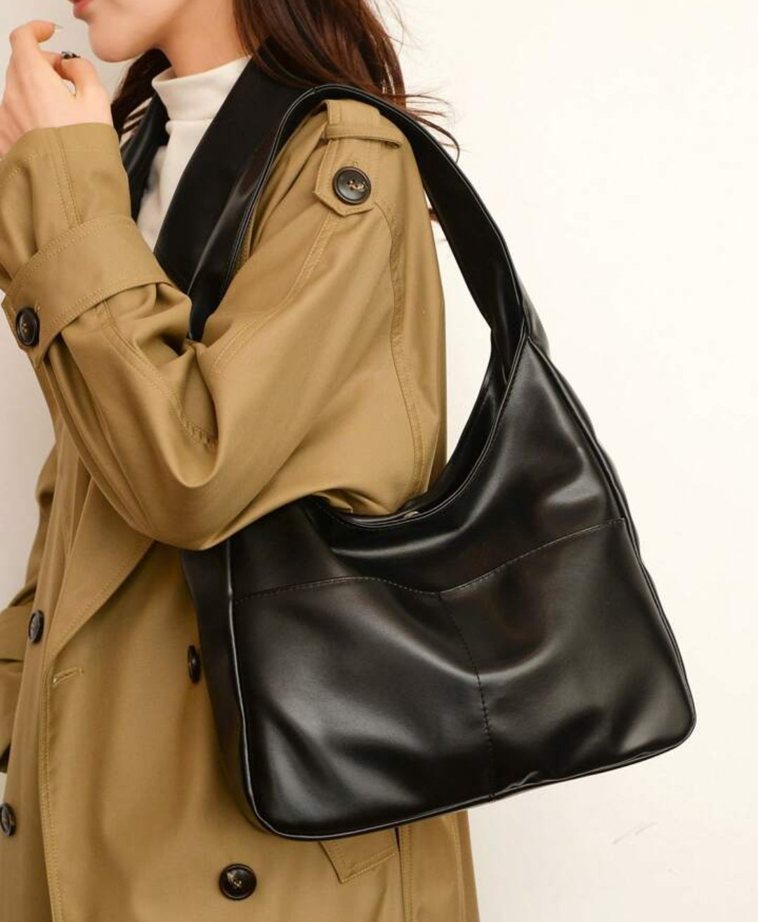 Mat black handbag